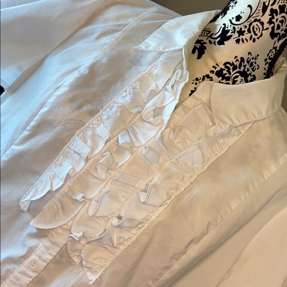White ruffled Button up - Picture 5 of 6